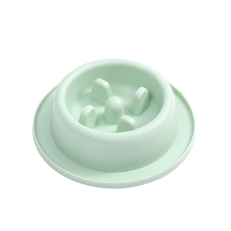 Minimalist Slow Feeder - Modern Anti-Vomit Bowl for Cats & Dogs in soft pastel green, designed to slow eating and reduce vomiting with raised internal ridges and a non-slip base.