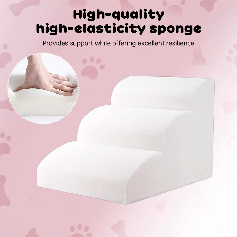 Orthopedic Curved Dog Ramp - High-Density Foam Pet Stairs for Small & Senior Pets - IVDD Safe with high-elasticity sponge for supportive, resilient comfort.