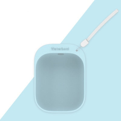 Universal Pet Hydration Adapter – Portable Bottle Attachment & Travel Drinking Scoop in soft blue, designed for easy pet hydration on the go with a convenient strap.