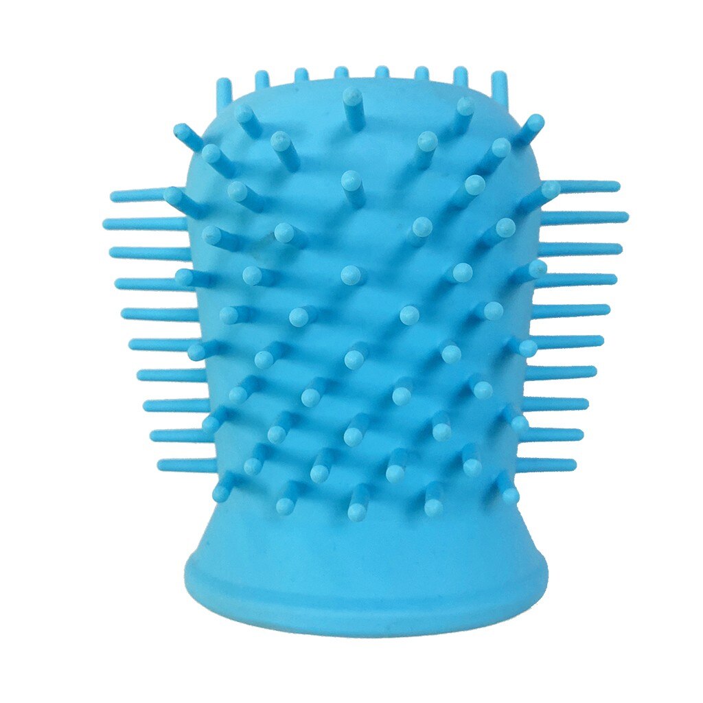 Soft Silicone 2-in-1 Dog Paw Cleaner & Grooming Brush in blue, featuring soft silicone bristles for gentle paw cleaning and fur grooming, designed for easy pet care use.