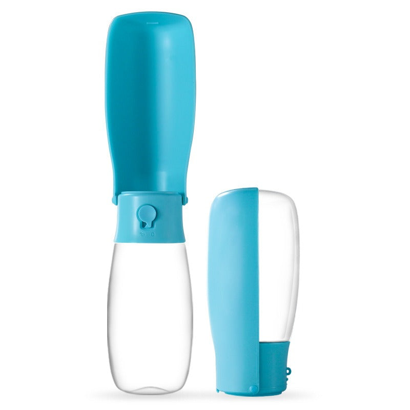 Large Capacity Folding Travel Cup - 550ml Portable Hydration Station in blue, shown open and folded for space-saving convenience and easy hydration on the go.