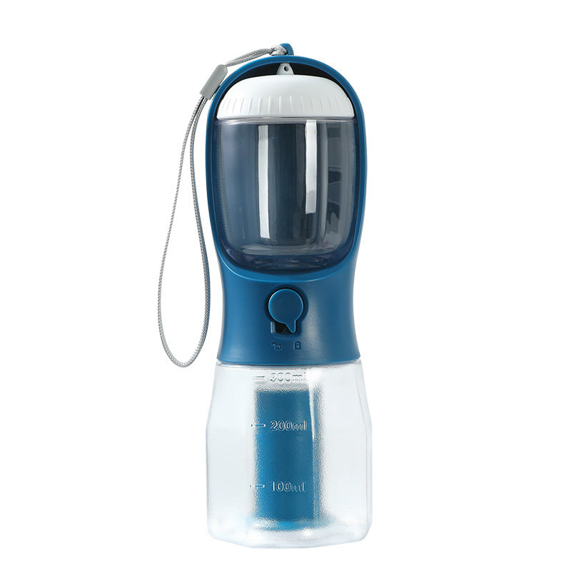 Compact portable water dispenser in midnight navy with built-in food container and waste compartment, designed for use with the 3-in-1 Pet Travel Station – Integrated Water, Food & Waste Management.