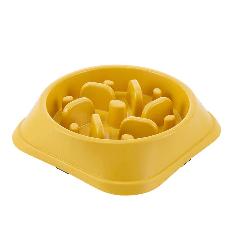 Jungle Pillar Slow Feeder - Heavy-Duty Anti-Choke Dog Bowl in yellow, designed to promote slower eating and prevent choking with a durable, ergonomic structure.