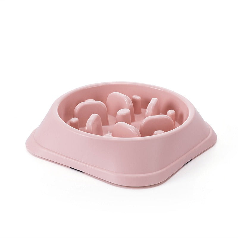 Jungle Pillar Slow Feeder - Heavy-Duty Anti-Choke Dog Bowl in soft pink with raised maze design to slow dog eating and promote healthier digestion.