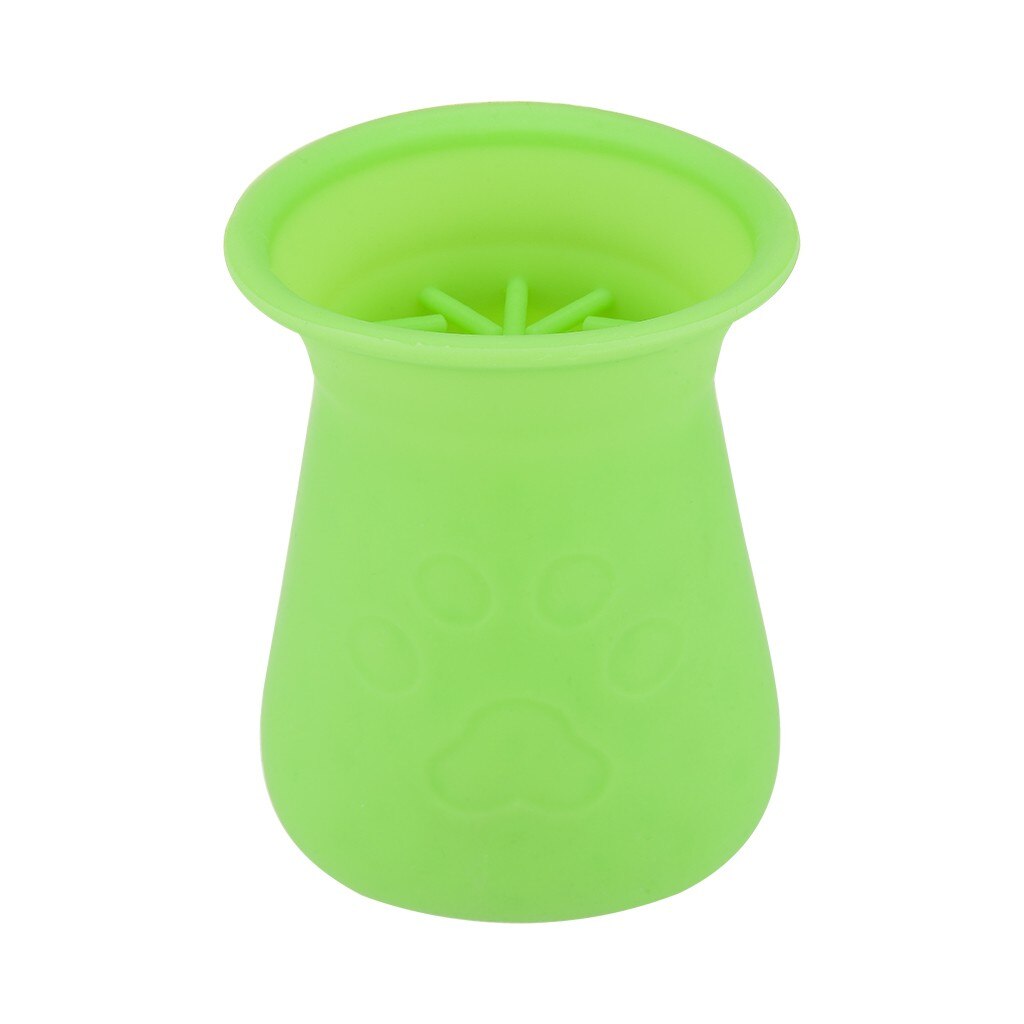 Soft Silicone 2-in-1 Dog Paw Cleaner & Grooming Brush in bright green, designed with soft silicone bristles for gentle and effective paw cleaning and grooming.