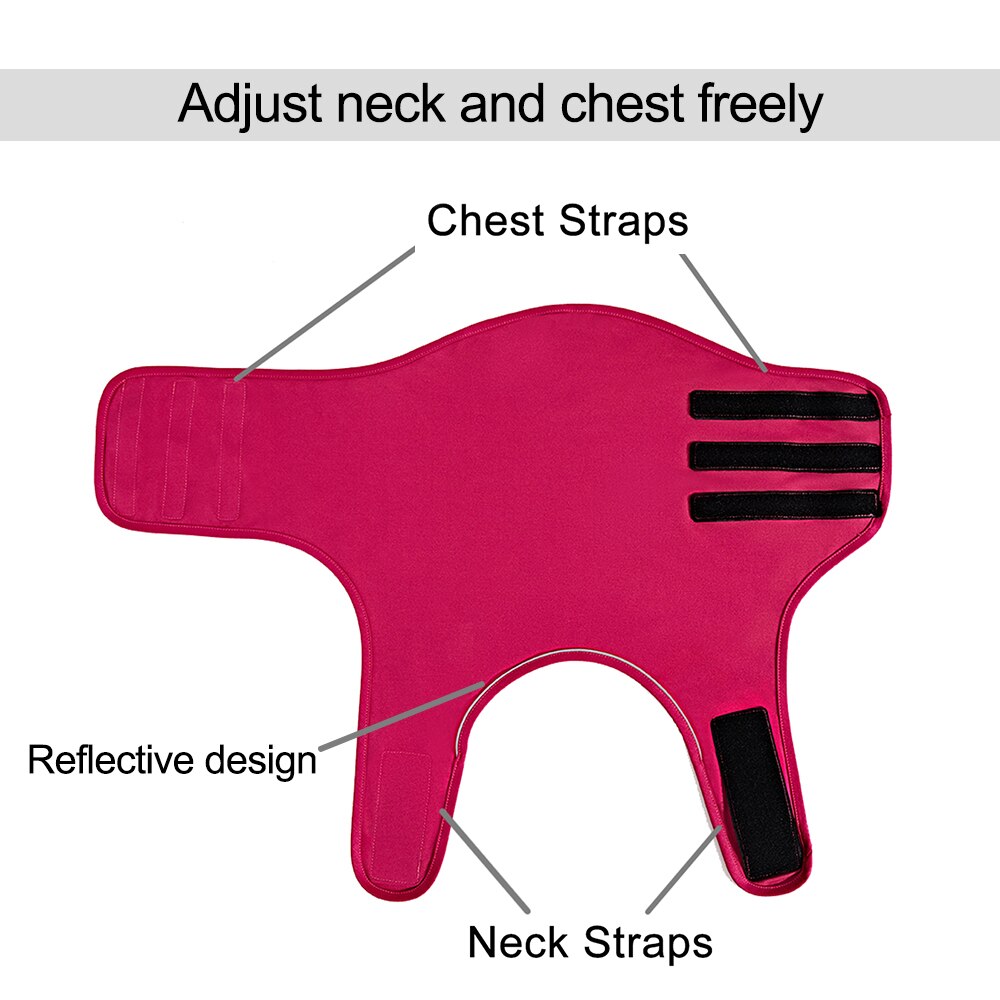 Anti-Anxiety Compression Vest - Calming Pressure Wrap for Storms & Fireworks in red, showing adjustable neck and chest straps with reflective design for comfort and safety.