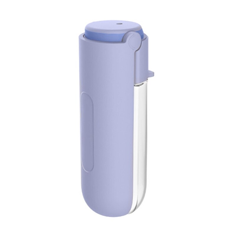 Compact lavender travel flask with a clear water feeder compartment designed for easy carrying and leakproof use, labeled Professional Slim Leakproof Travel Flask - 420ml High-Capacity Water Feeder.
