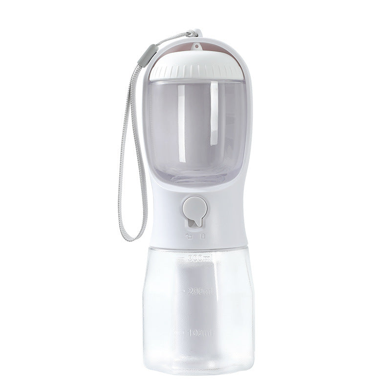 3-in-1 Pet Travel Station – Integrated Water, Food & Waste Management portable dispenser with wrist strap, designed for convenient hydration and feeding on the go.