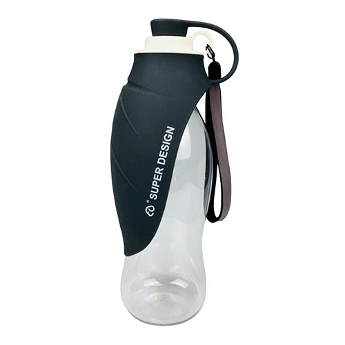 Large Silicone Leaf Bottle - 580ml Portable Travel Bottle featuring a sleek black silicone leaf-shaped cover with a secure cap and carrying strap for convenient, stylish hydration on the go.